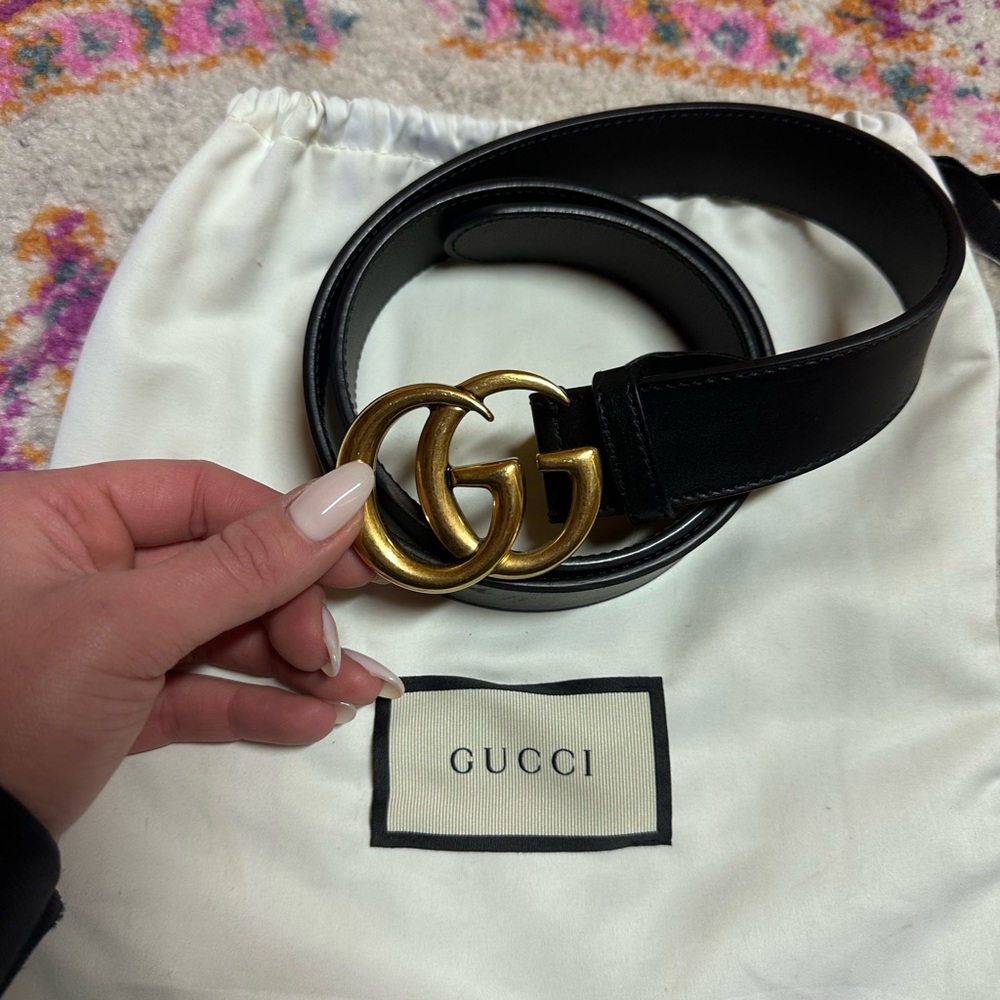 Gucci Black and Gold Women's Belt